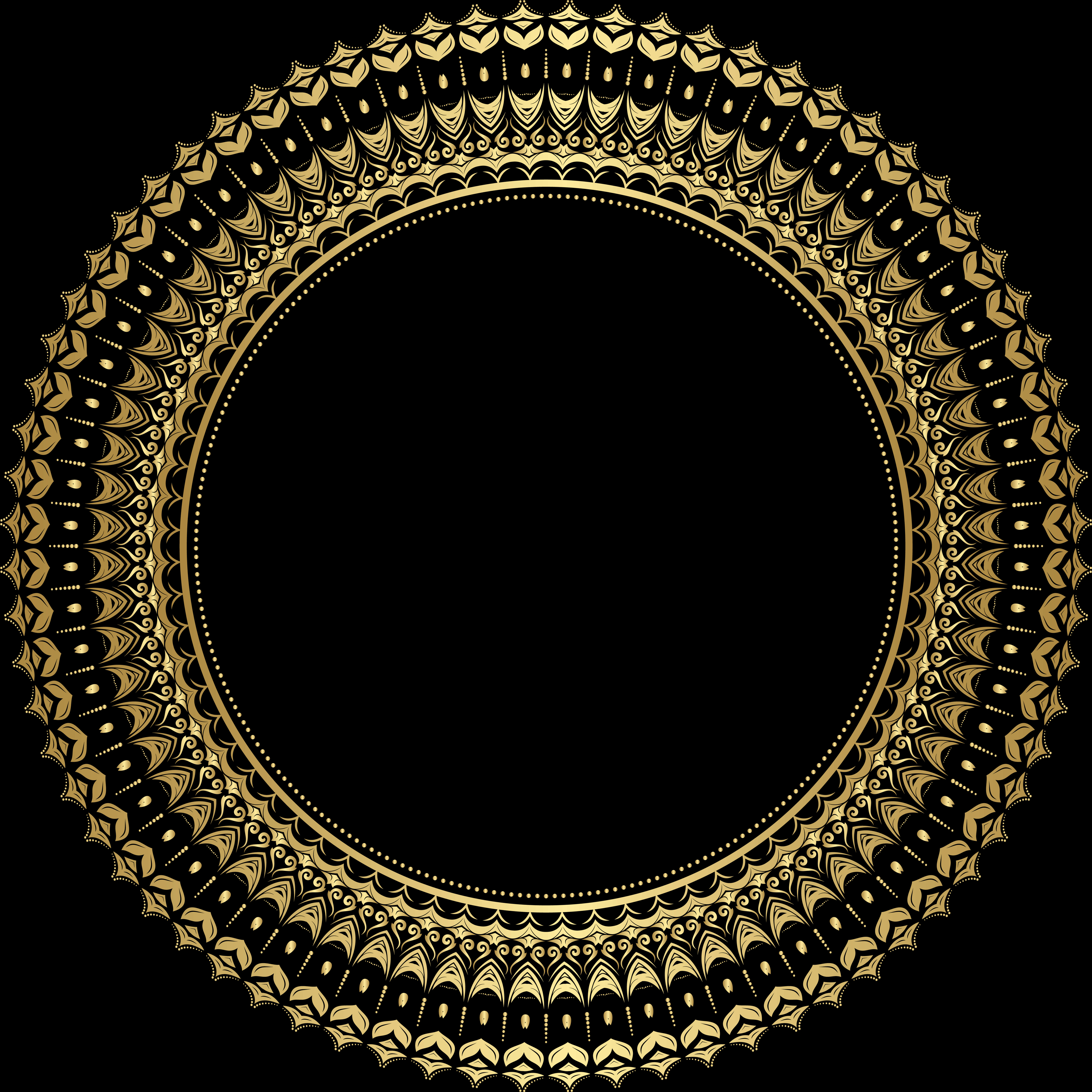 Elegant Golden Mandala Frame PNG
