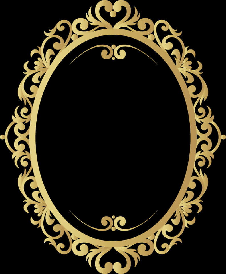 Elegant Golden Oval Frame PNG