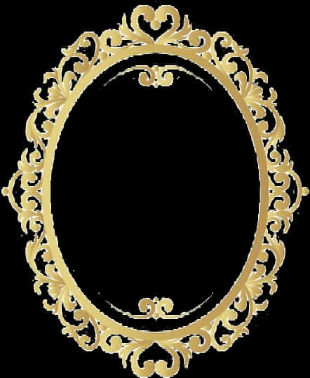 Elegant Golden Oval Frame PNG