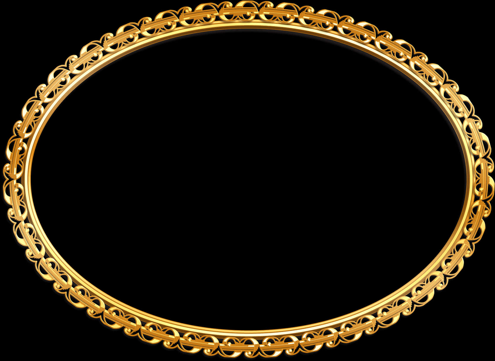 Elegant Golden Oval Frame PNG