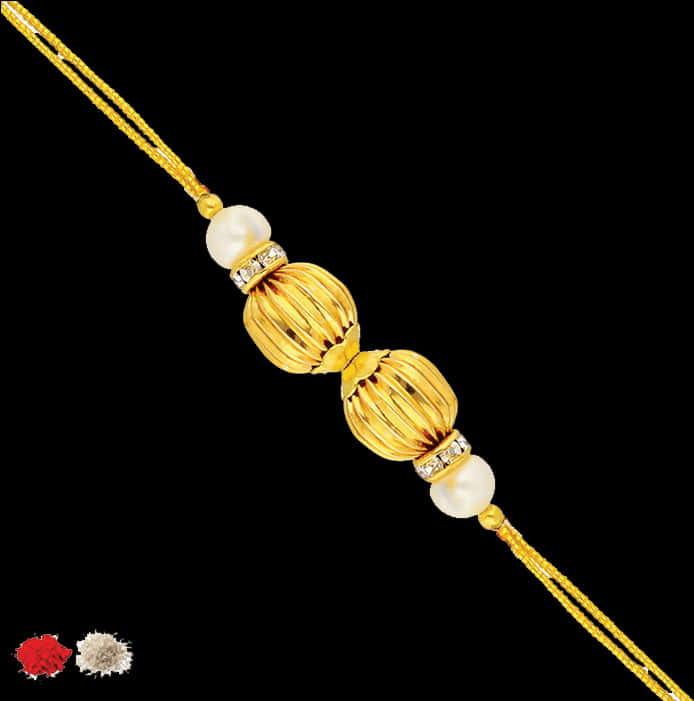 Elegant Golden Rakhi Design PNG