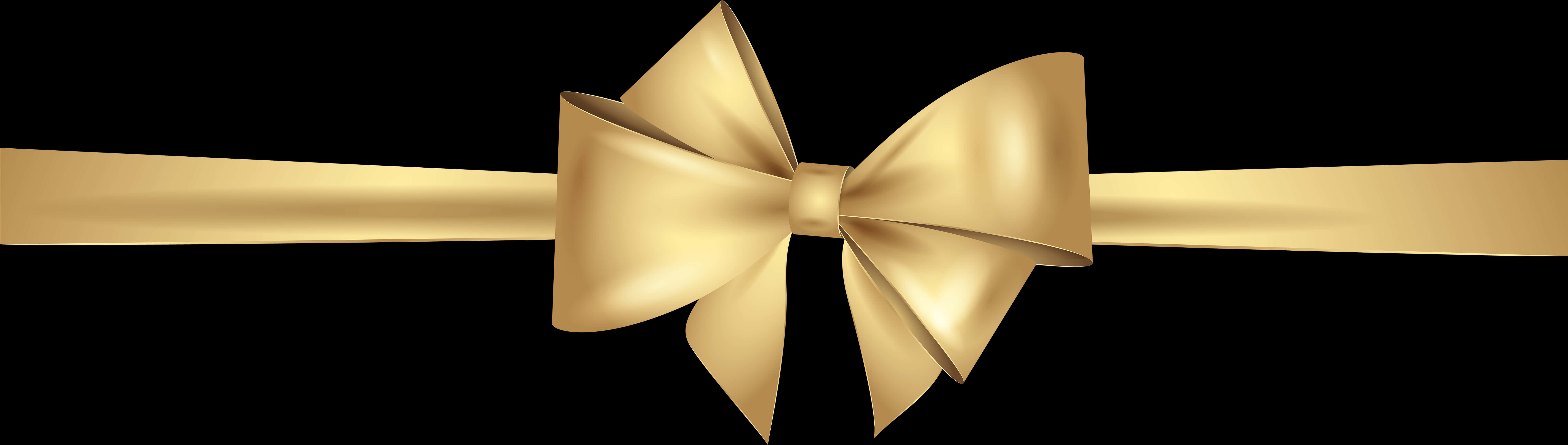 Elegant Golden Ribbon Bow PNG