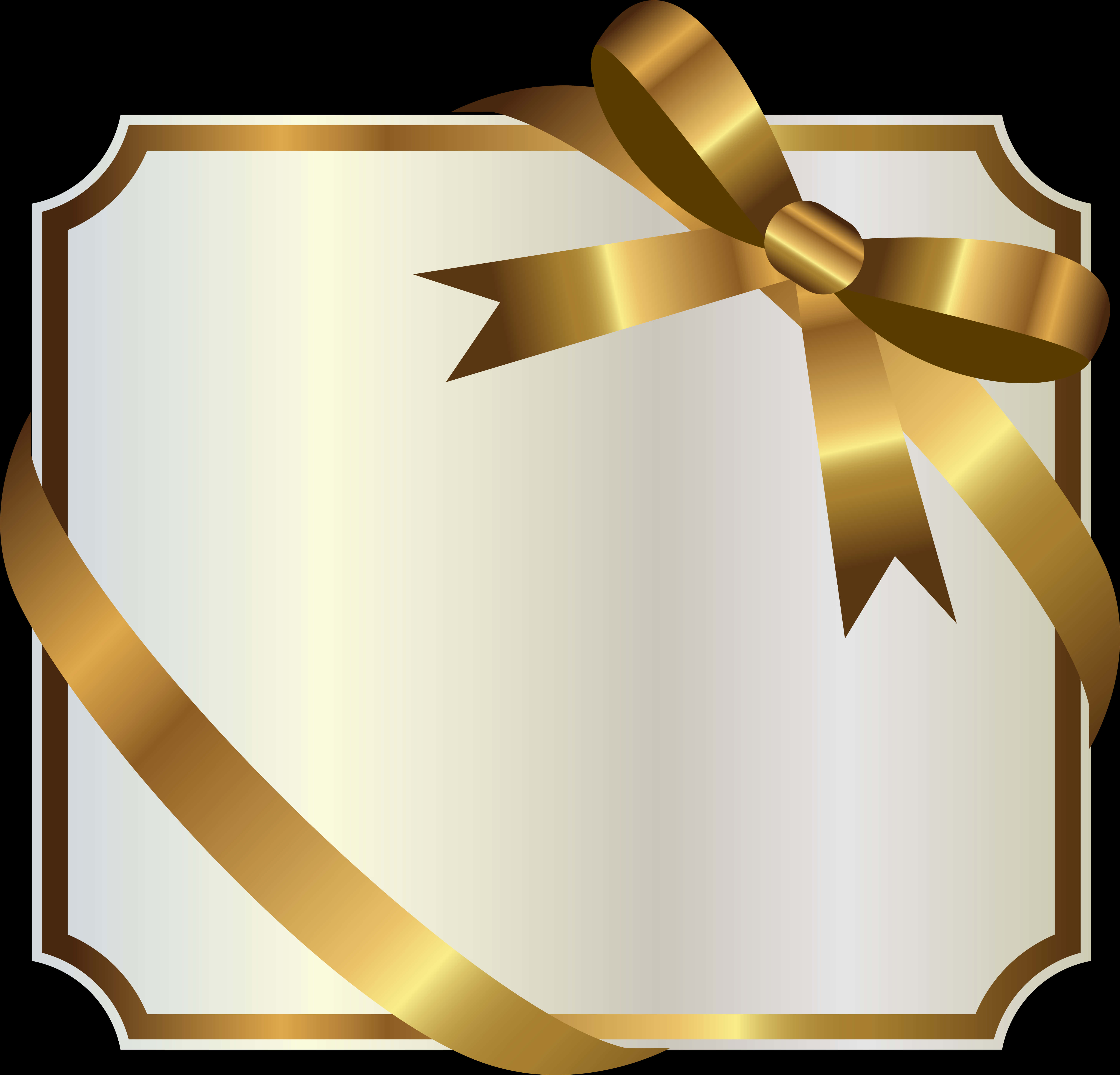 Elegant Golden Ribbon Frame PNG