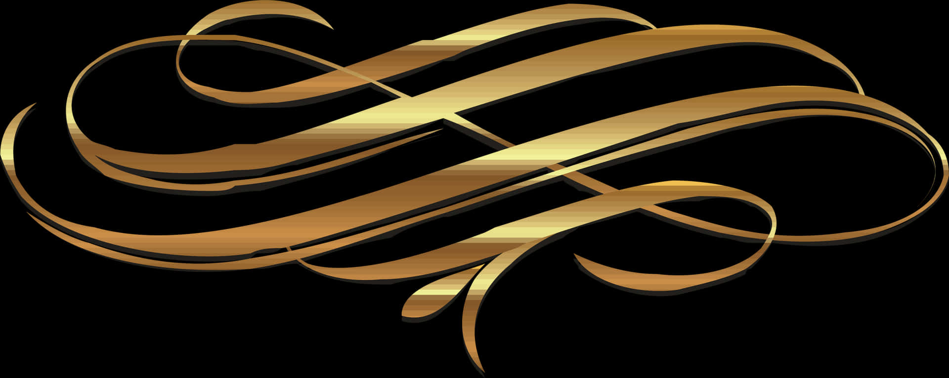 Elegant Golden Ribbon Graphic PNG