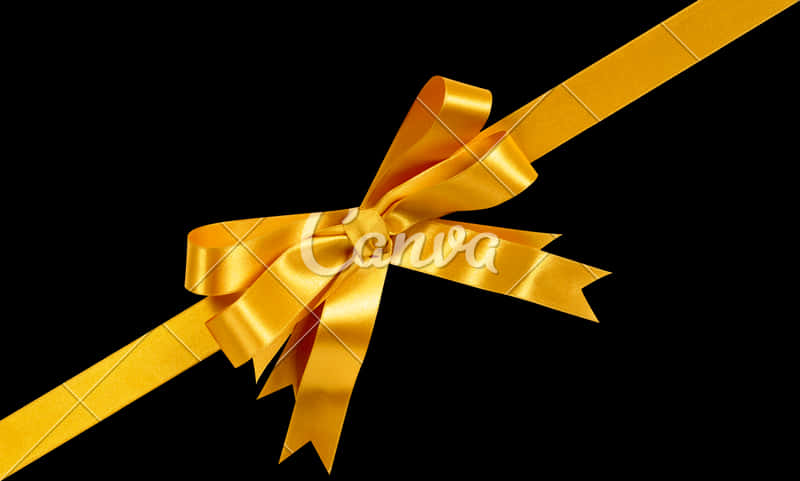 Elegant Golden Ribbonon Black Background PNG