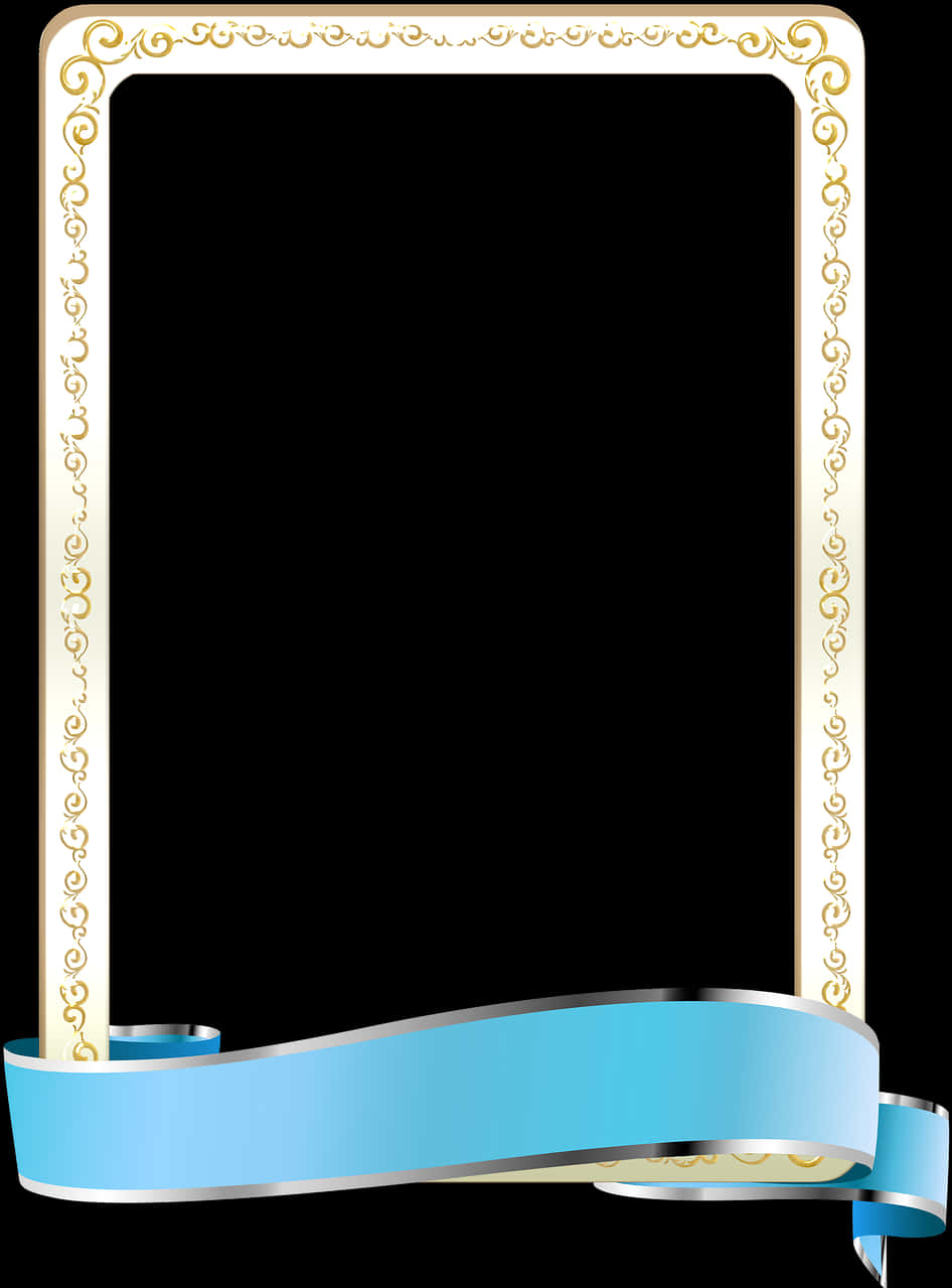 Elegant Golden Scroll Frame PNG