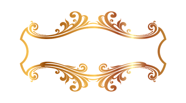 Elegant Golden Scroll Frame PNG