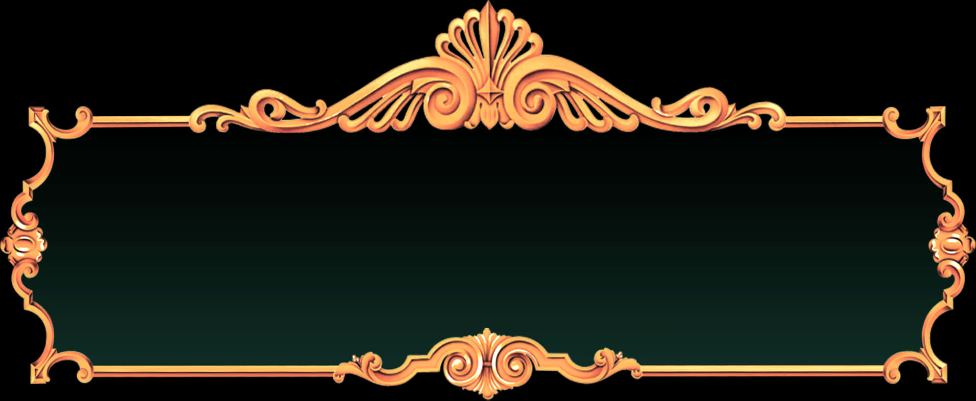 Elegant Golden Scroll Frame PNG