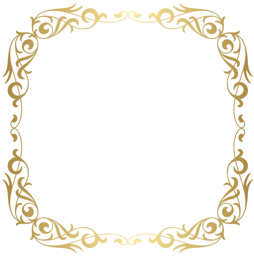 Elegant Golden Scrollwork Frame PNG