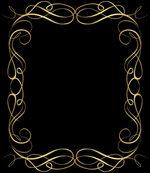 Elegant Golden Scrollwork Frame PNG