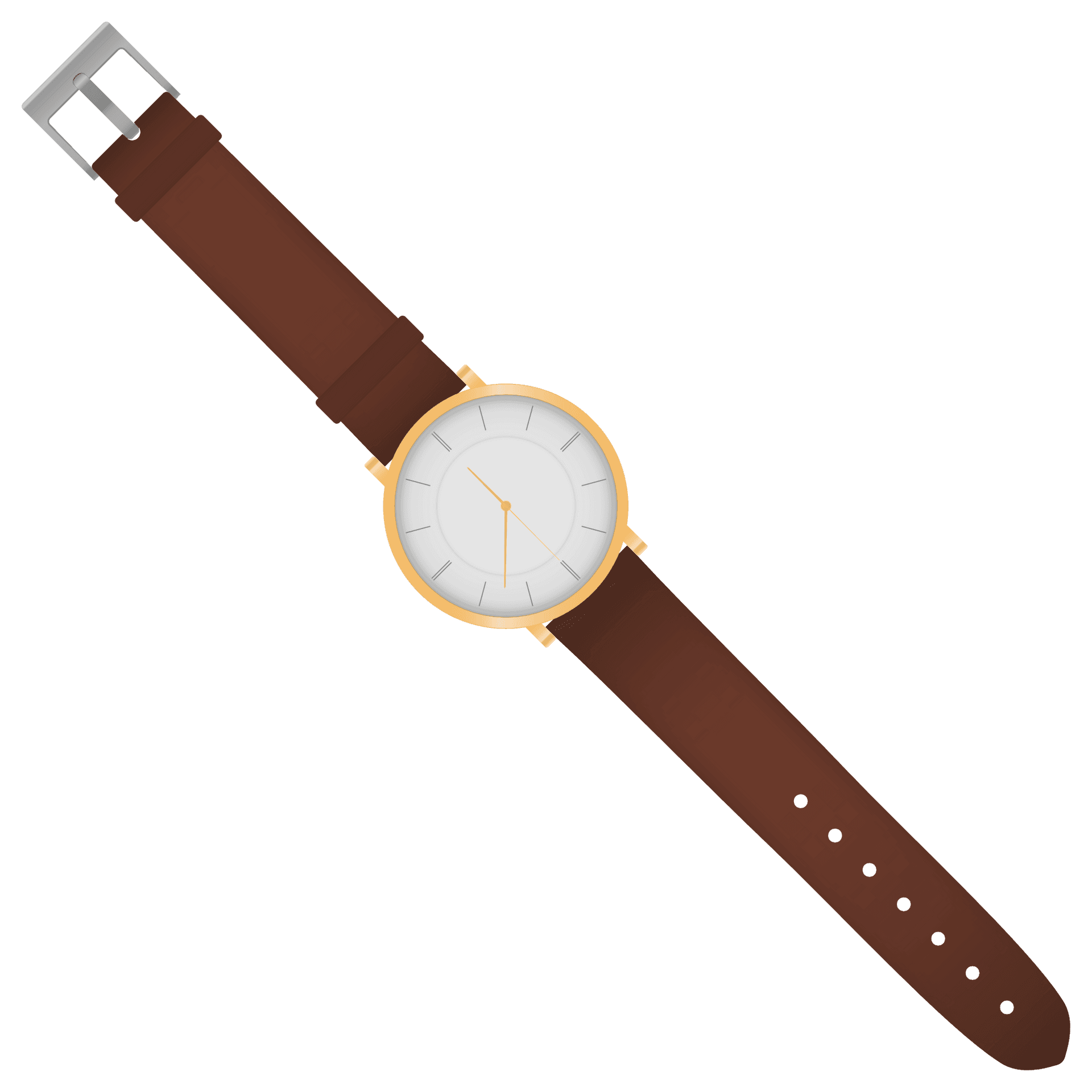 Elegant Golden Trim Watch PNG