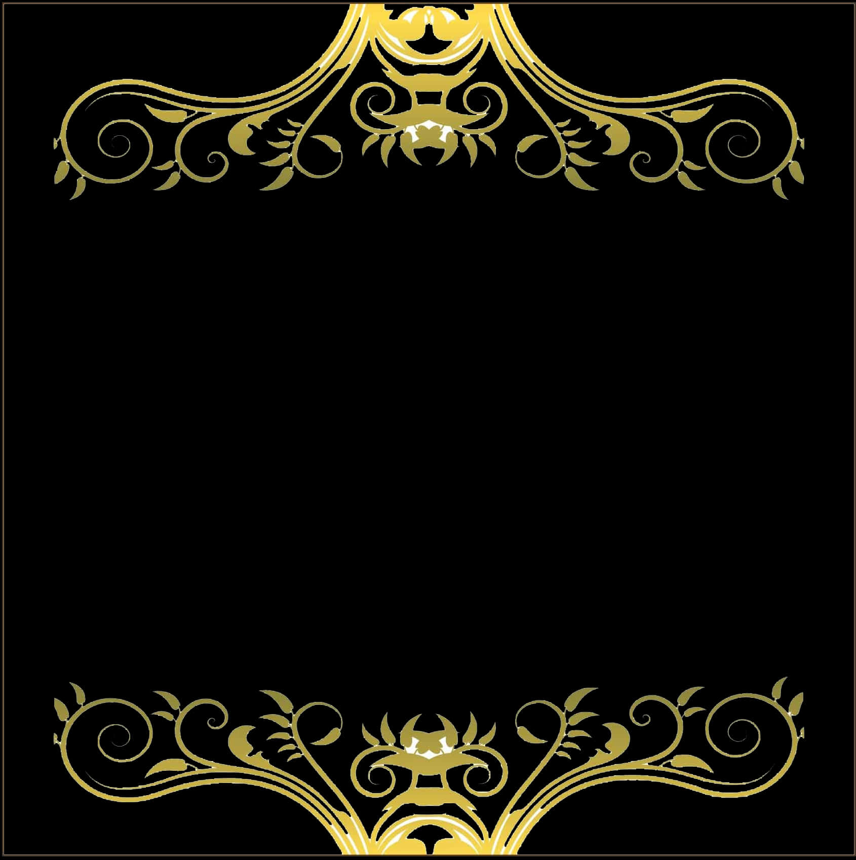 Elegant Golden Wedding Frame Design PNG
