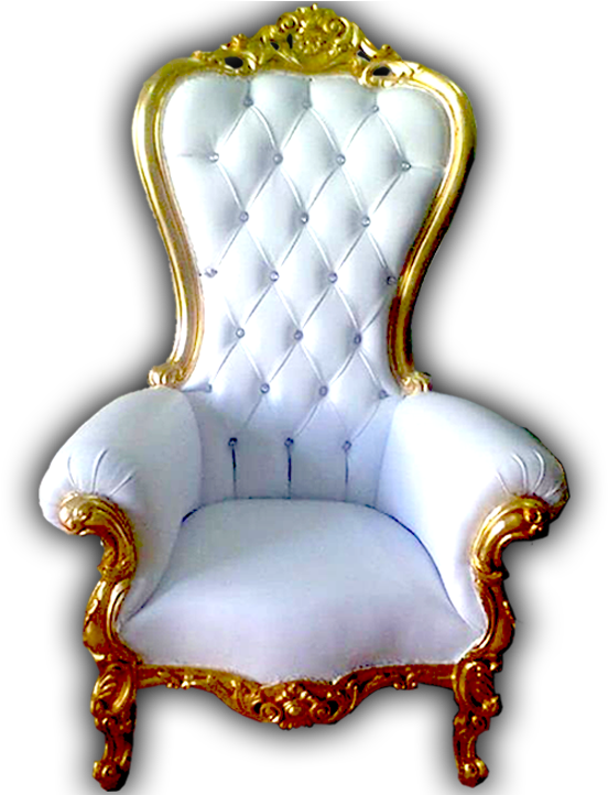 Elegant Golden White Throne Chair PNG