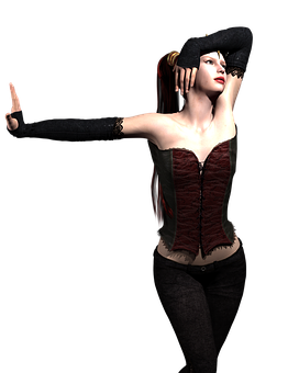 Elegant Gothic Gesture Woman PNG