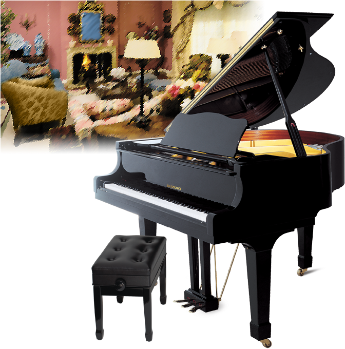 Elegant Grand Piano Setup PNG