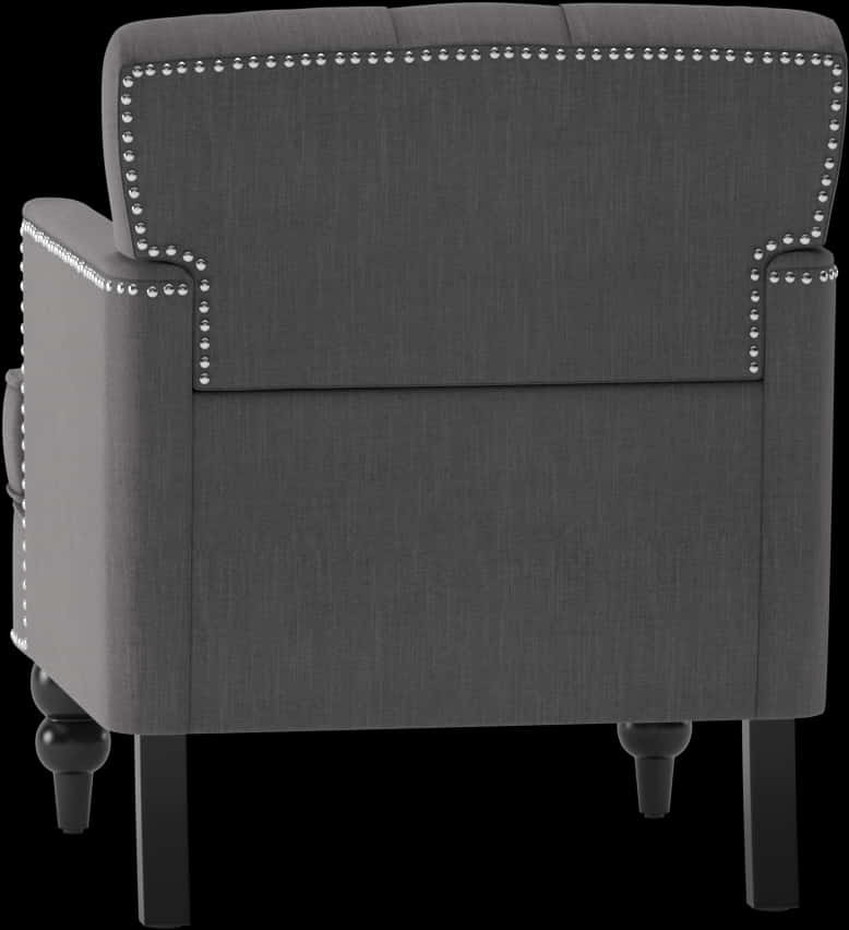 Elegant Gray Accent Chairwith Nailhead Trim PNG
