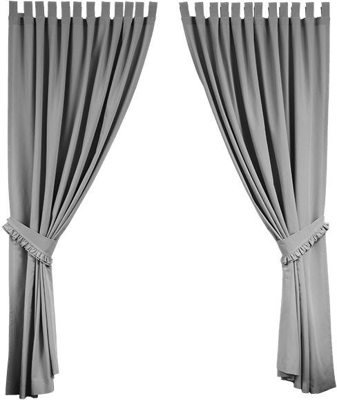 Elegant Gray Curtains Tied Back PNG