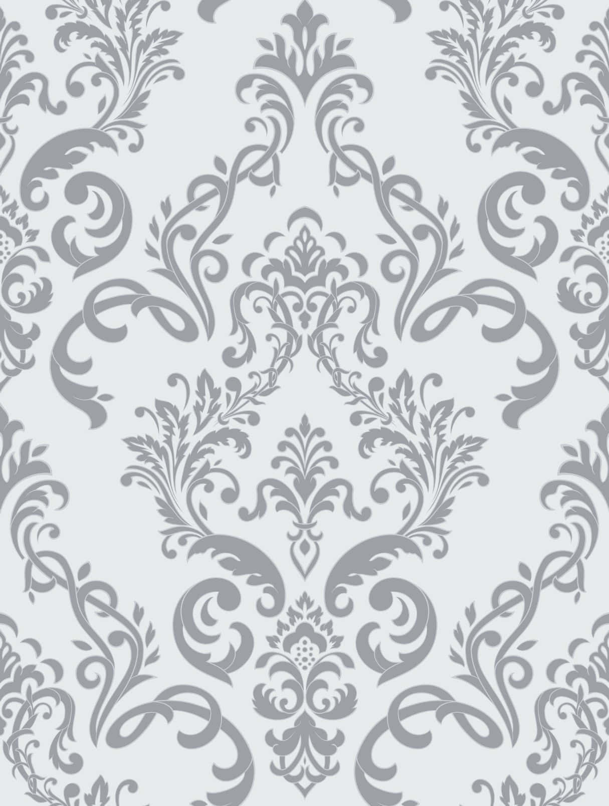 Elegant Gray Damask Pattern Wallpaper