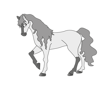 Elegant Gray Horse Illustration PNG