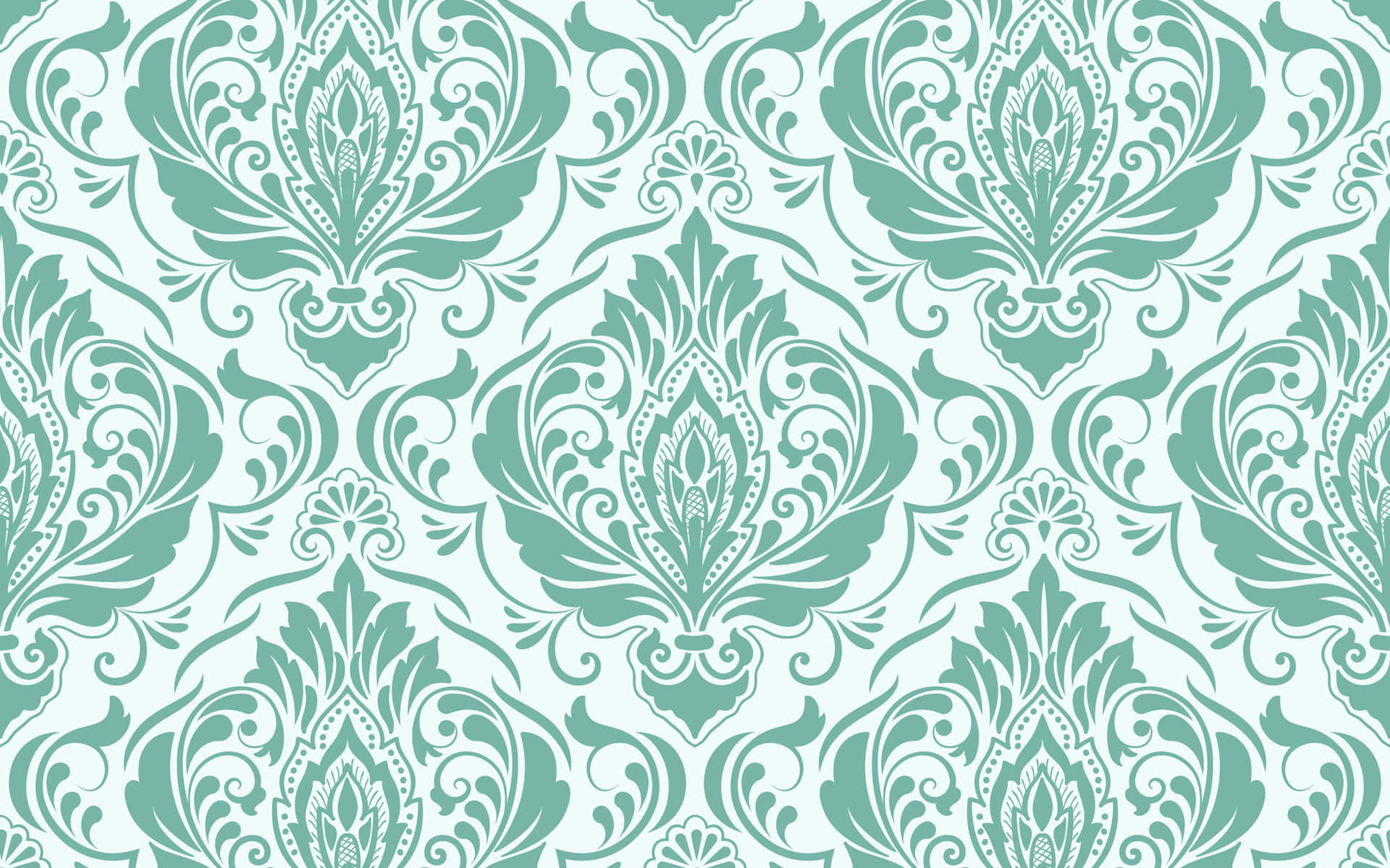 Elegant Green Damask Pattern Wallpaper