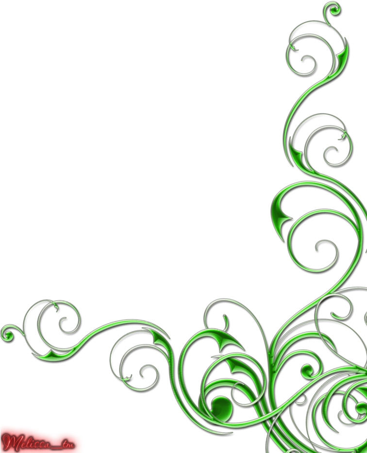 Elegant Green Floral Border Design PNG