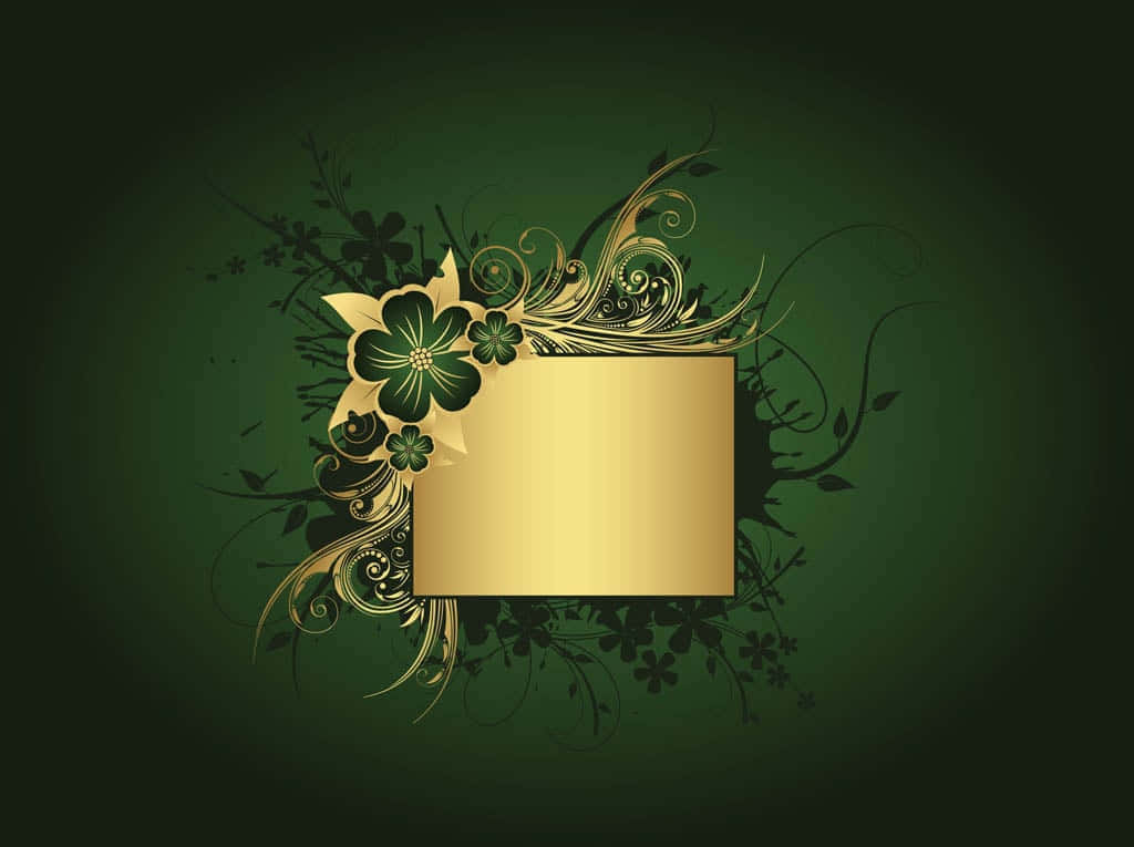 Elegant Green Gold Floral Design Wallpaper