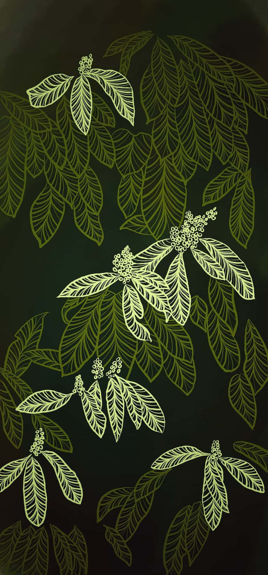 Elegant Green Leaf Pattern Wallpaper Wallpaper
