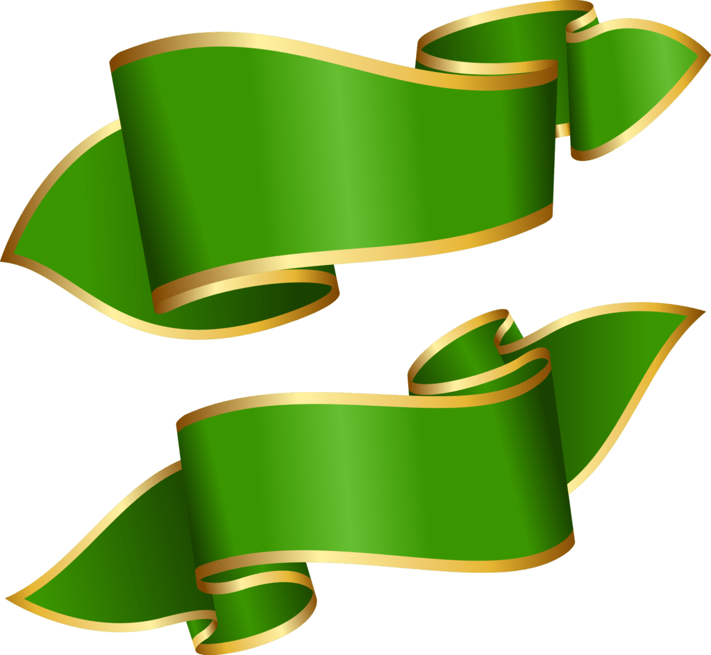 Elegant Green Ribbon Banner PNG