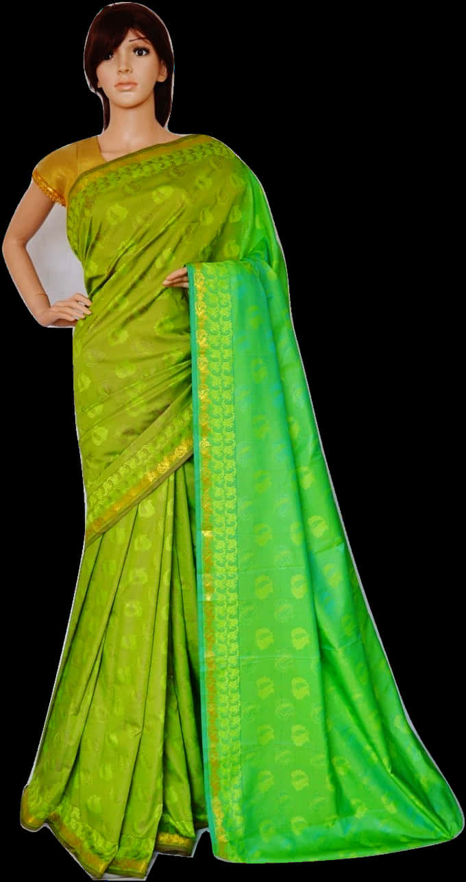 Download Elegant Green Saree Mannequin | Wallpapers.com