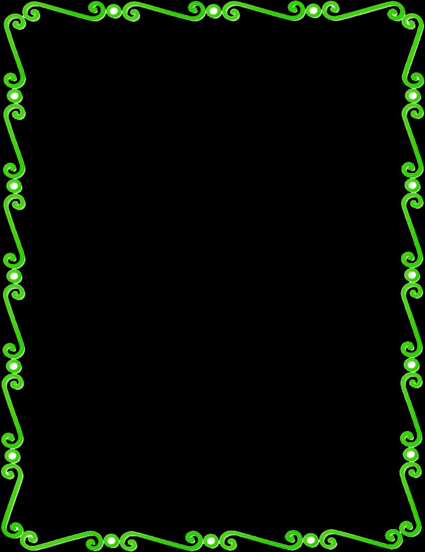 Elegant Green Scroll Frame PNG