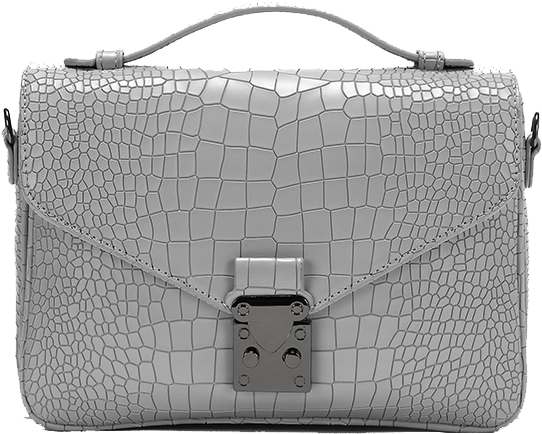 Elegant Grey Crocodile Texture Handbag PNG