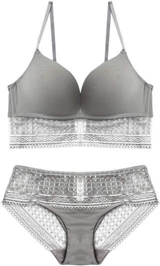 Elegant Grey Lace Lingerie Set PNG