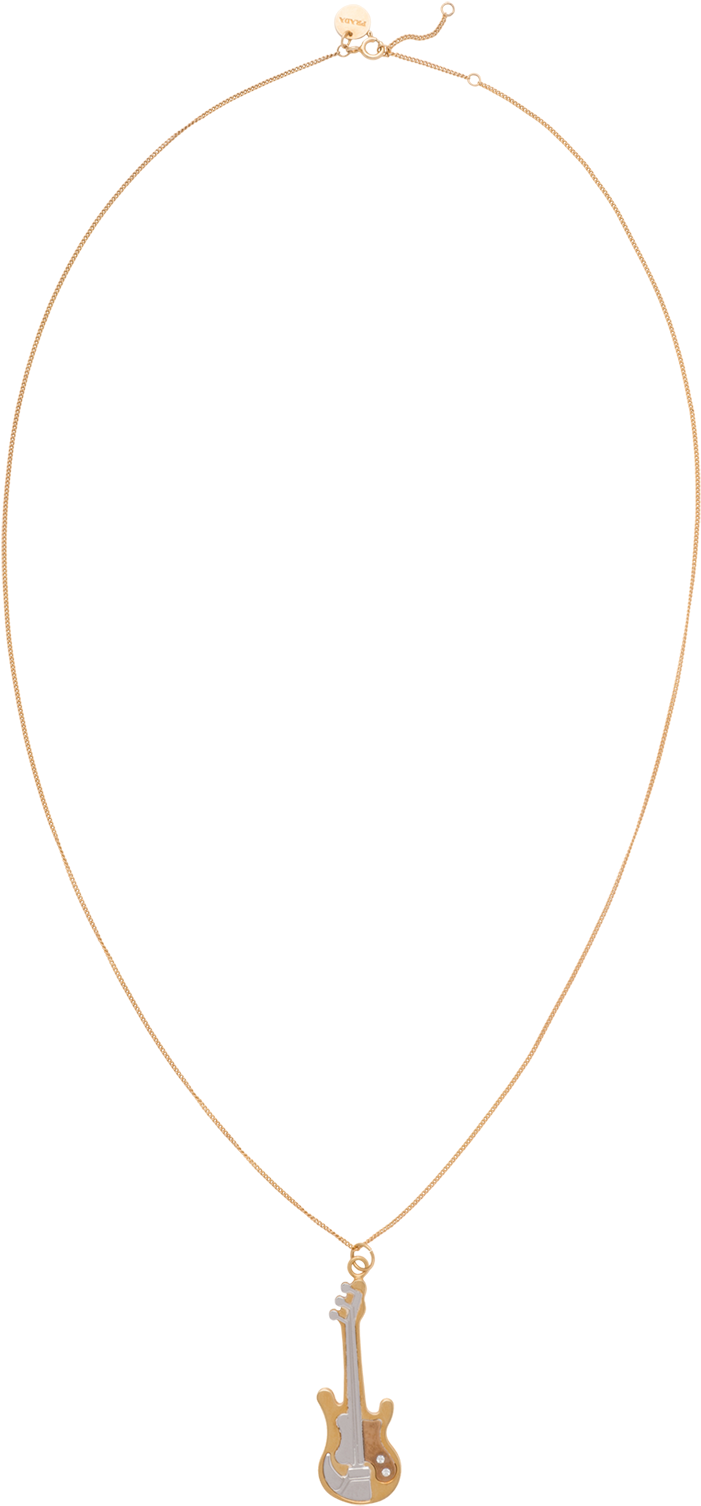 Elegant Guitar Pendant Diamond Necklace PNG
