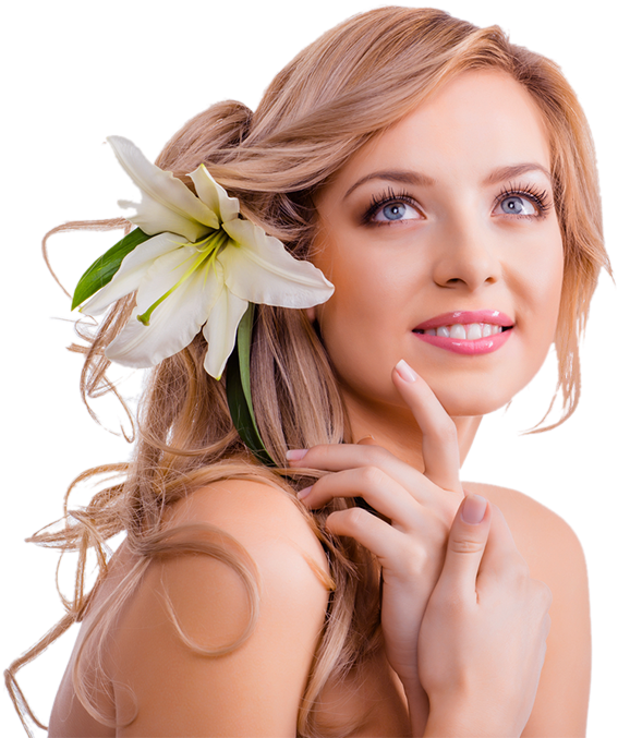Elegant Hairstylewith Flower Accessory PNG