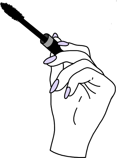 Elegant Hand Holding Mascara Illustration PNG