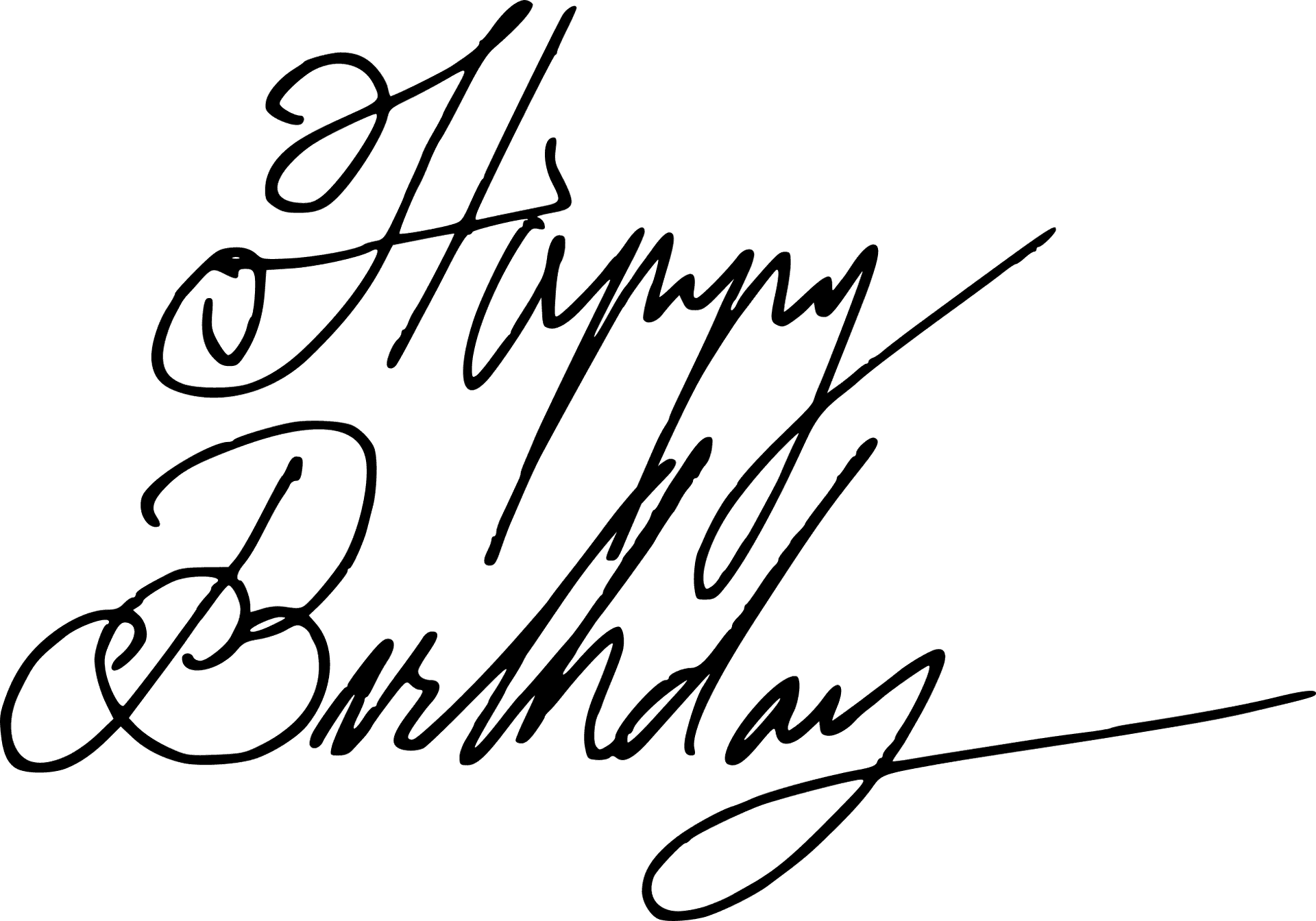 Elegant Happy Birthday Calligraphy PNG