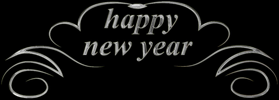 Elegant Happy New Year Calligraphy PNG