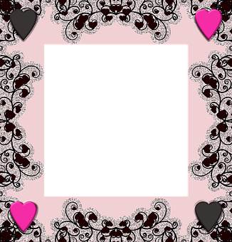 Elegant Heart Frame Pink Background PNG