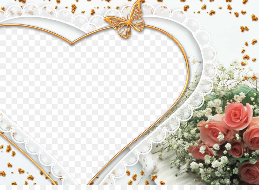 Elegant Heart Wedding Frame Wallpaper