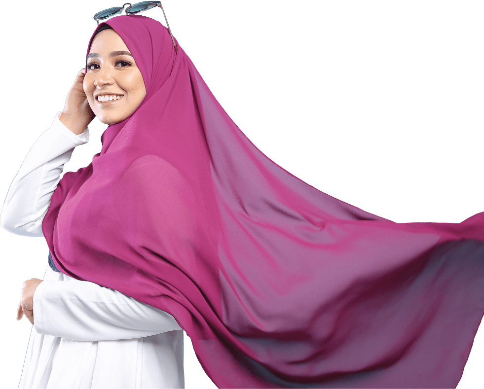 Elegant Hijab Flowing Fabric PNG