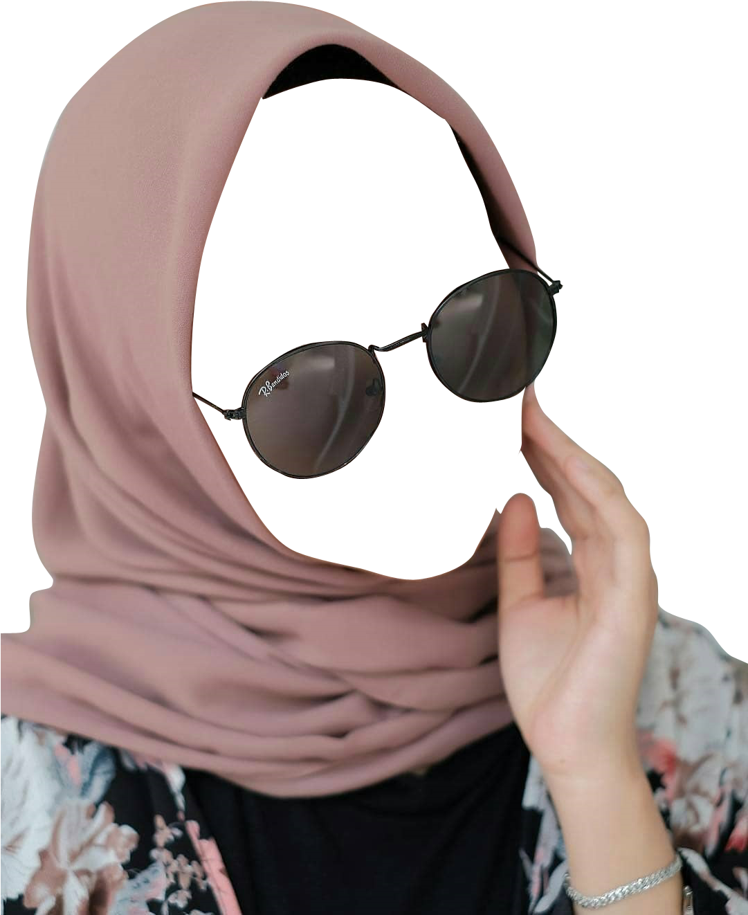 Elegant Hijabwith Sunglasses PNG