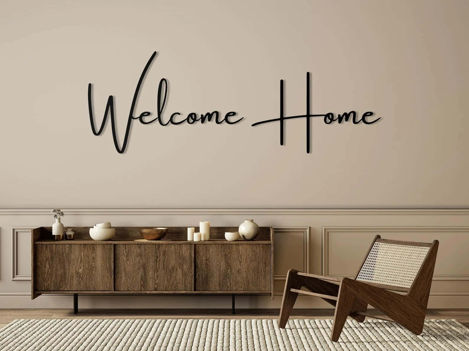 Elegant Home Entrance Welcome Sign Wallpaper