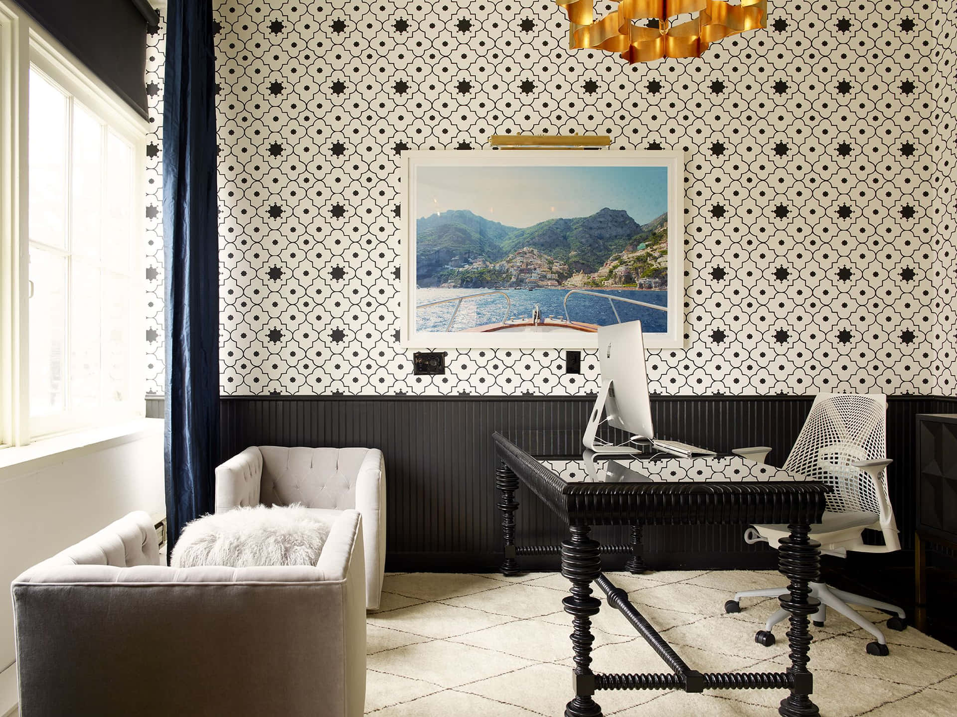 Elegant Home Office Interior Design Wallpaper