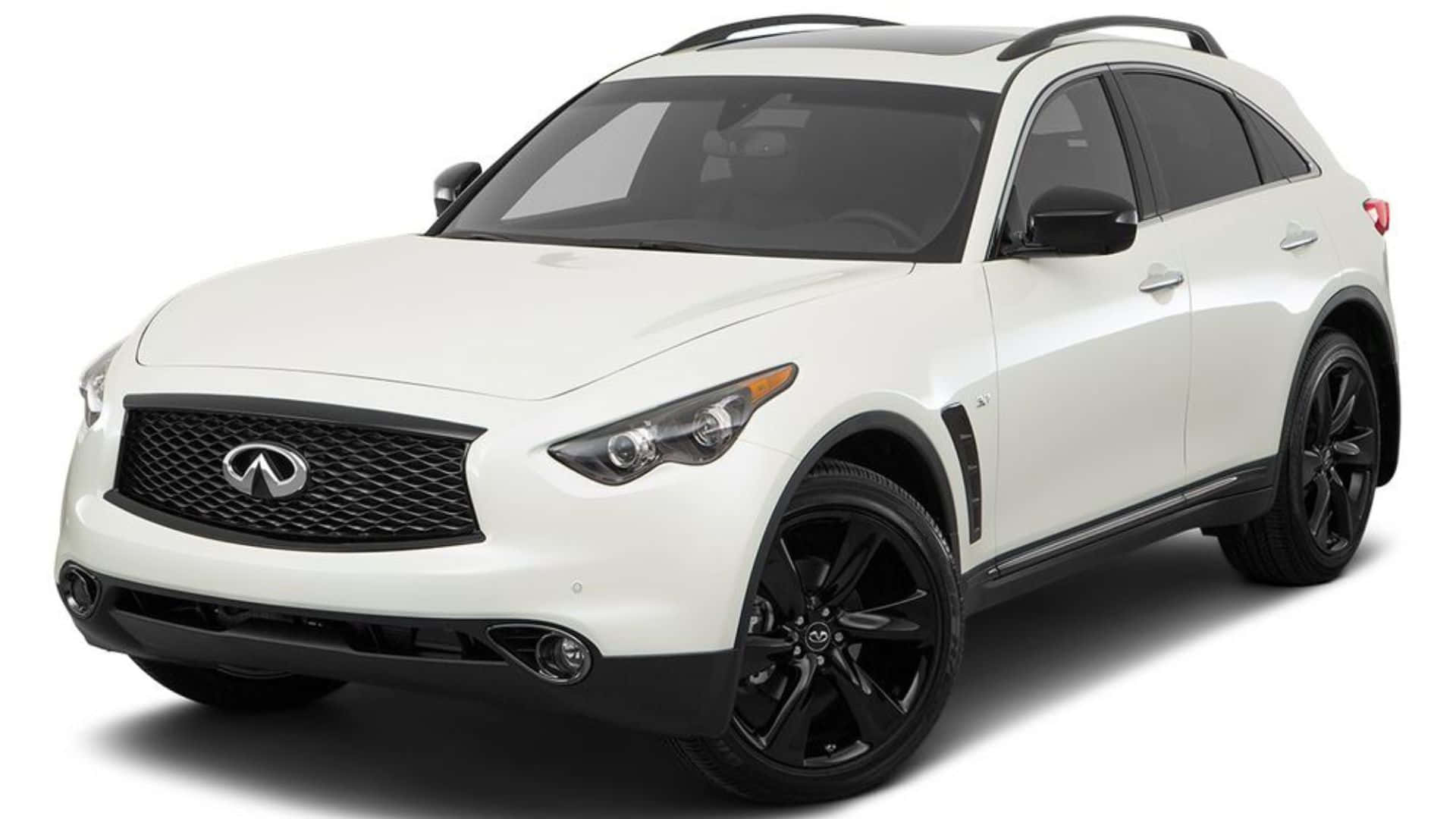 Elegant Infiniti Qx70 I Bevegelse Mot En Dynamisk Bybakgrunn Bakgrunnsbildet