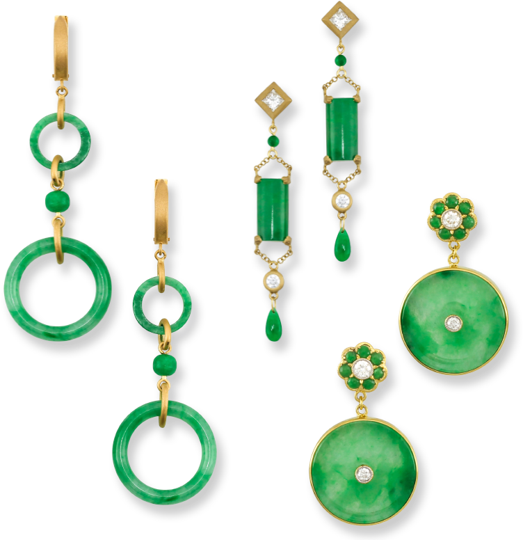 Elegant Jade Earrings Collection PNG