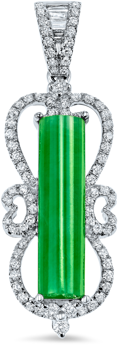 Elegant Jade Pendant Diamond Encrusted PNG