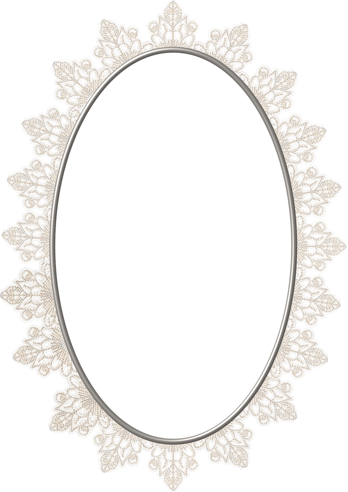 Elegant Lace Oval Frame PNG