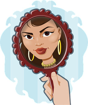 Elegant Lady Reflectionin Handheld Mirror PNG