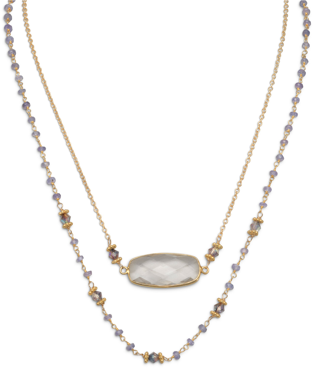 Elegant Layered Gemstone Necklace PNG