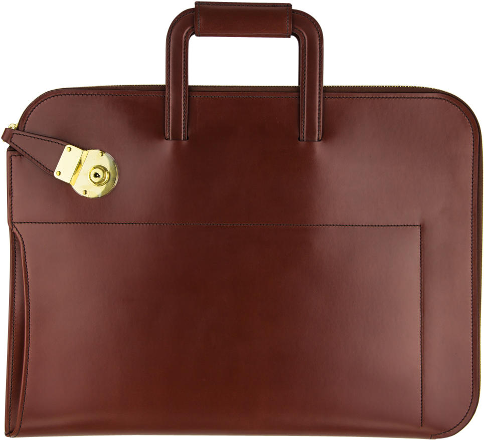 Elegant Leather Briefcase PNG